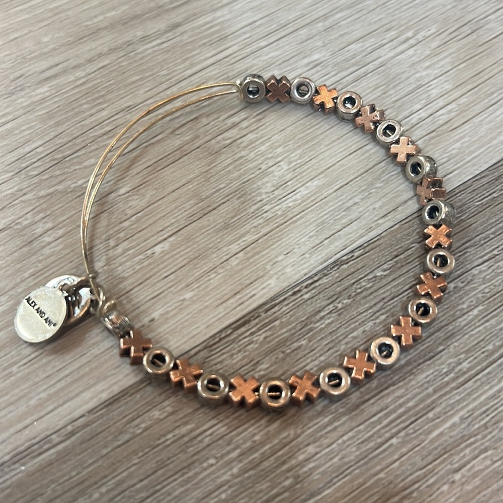 Alex and Ani XOXO silver and rose gold bracelet